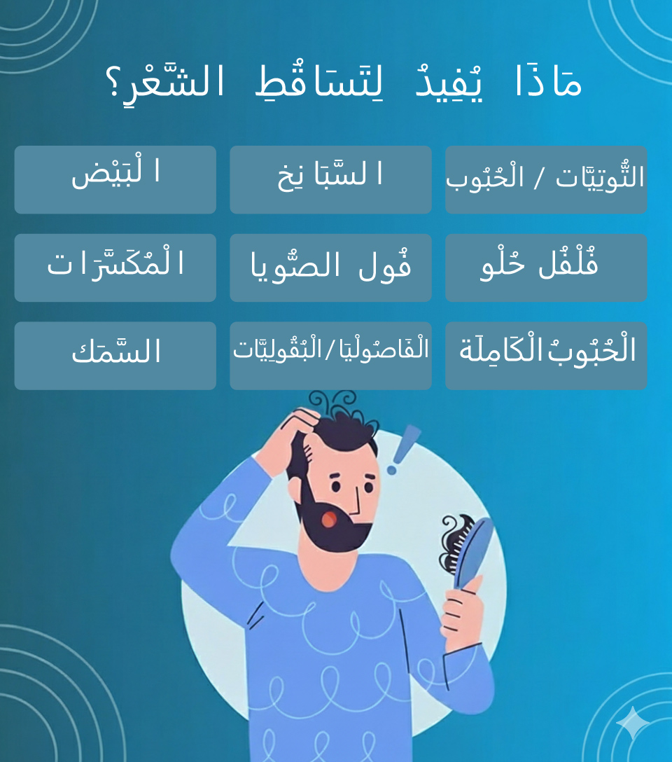 ماذا تأكل لمنع تساقط الشعر؟ 17 طعامًا مفيدًا وضارًا